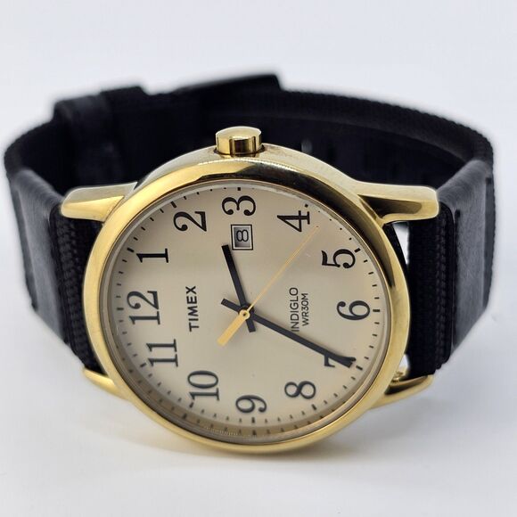 Timex Men's Easy Reader Watch 38MM Gold Case White Dial New Black Canvas Bands - Picture 7 of 15